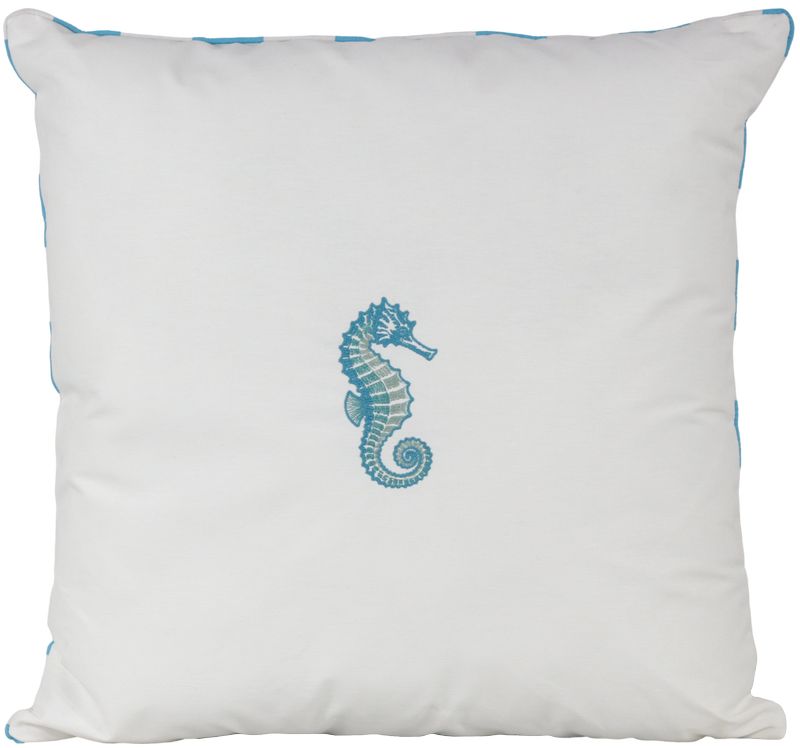 Almofada Acqua Off Cavalo Marinho Azul Bordada - Imagem 2